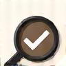 Quality check icon with a magnifying glass and checkmark