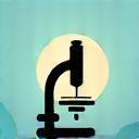 Icon for material research depicting a microscope and leaf